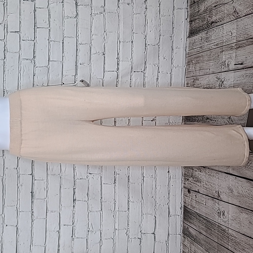 Callahan Dani Lightweight High Rise Pull On Wide Leg Rib Knit Pant in Cream NWT